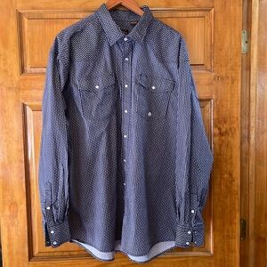 Roper Long Sleeve Pearl Snap Shirt Size 2XL Blue & White